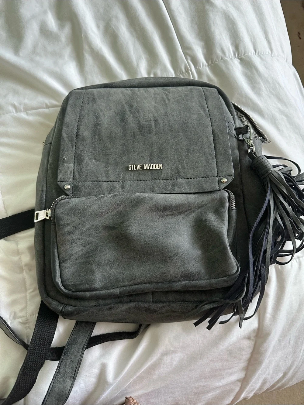 Steve Madden Gray Suede Backpack